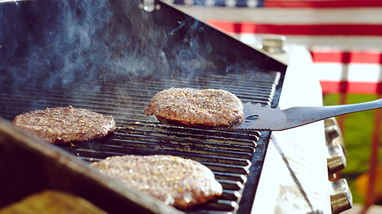 Burgers on a grill