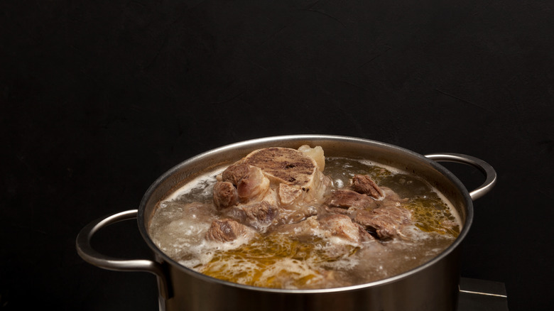 A pot of bone broth 