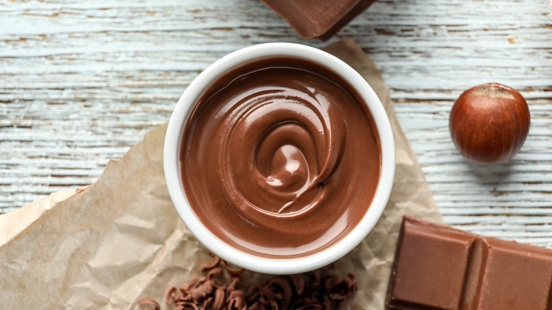 A bowl of melted chocolate