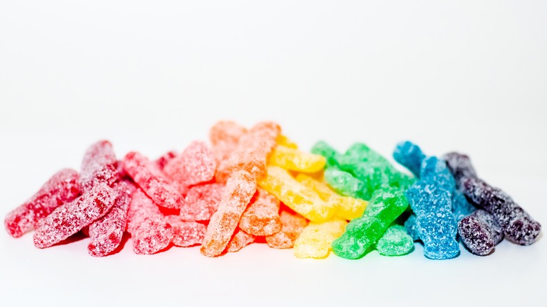 Rainbow colored gelatin candies