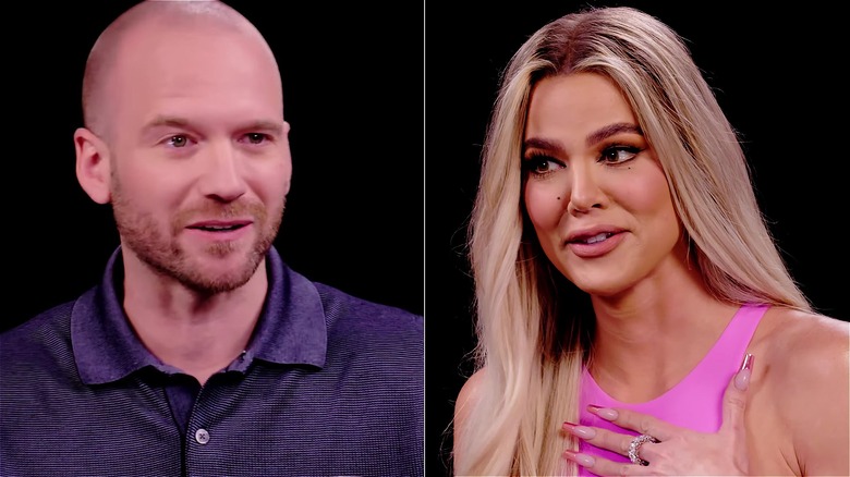 Sean Evans and Khloe Kardashian on Hot Ones