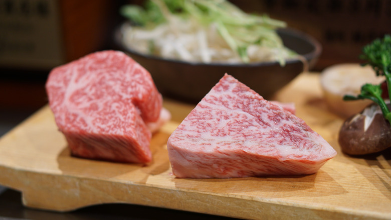 RIchly marbled Kobe beef