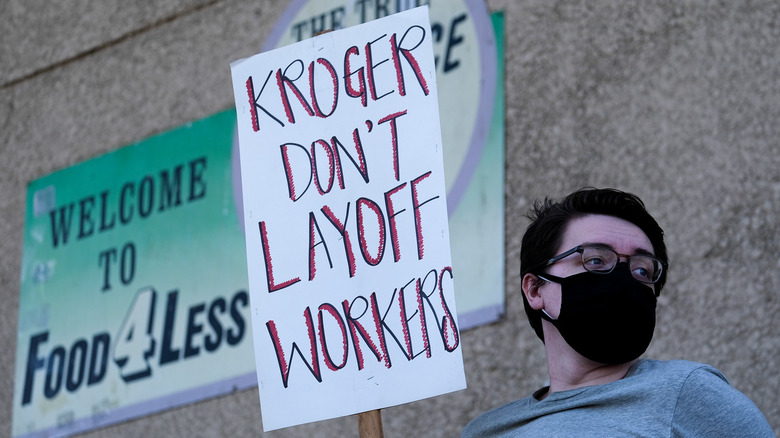 protester at kroger store