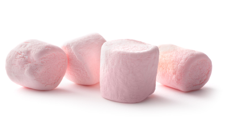 four pink marshmallows