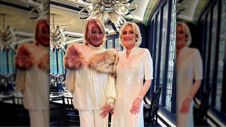 Martha Stewart wearing fur wrap