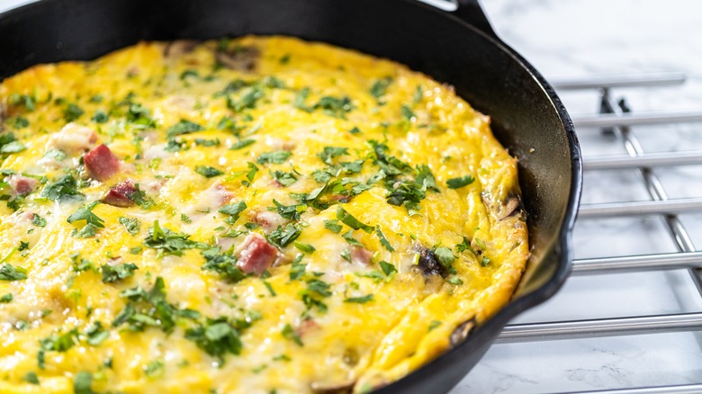 Frittata in a cast iron pan