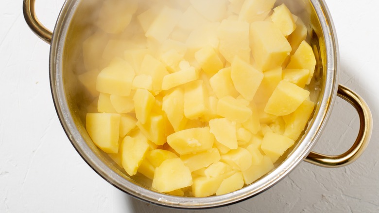 potatoes in a pan of boiling water