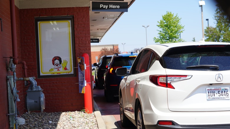 cars at McDonald's drive-thru