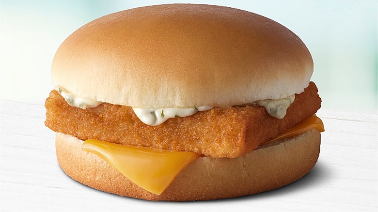 closeup of filet o fish sandwich