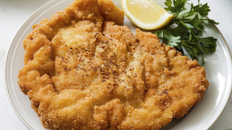 Plate-sized pork schnitzel