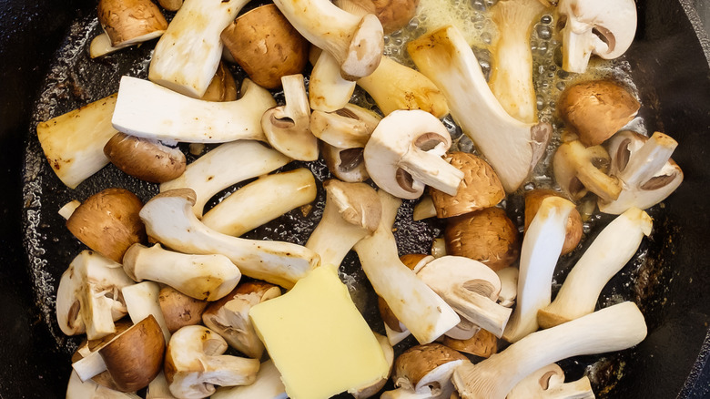 mushrooms cooking in butter