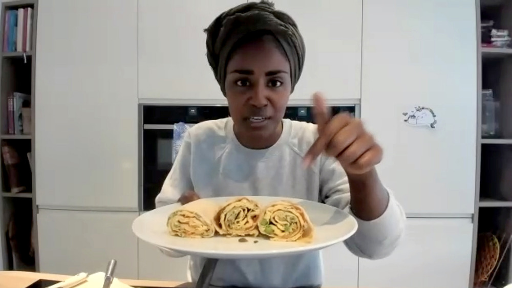 Nadiya Hussain displaying food