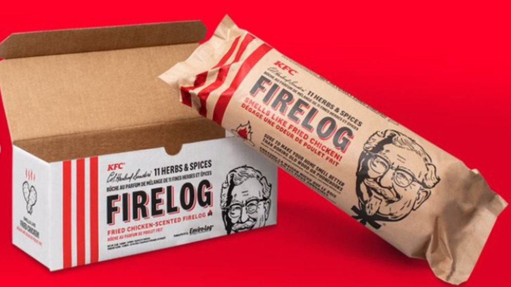 KFC firelog on red background