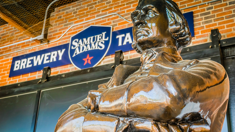 samuel adams statue and brewery sign