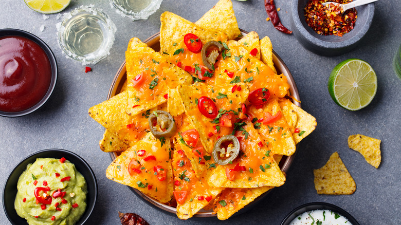 nachos with melted cheese