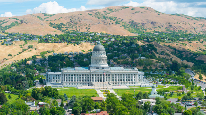 Utah Capitol and surrounding terrain 