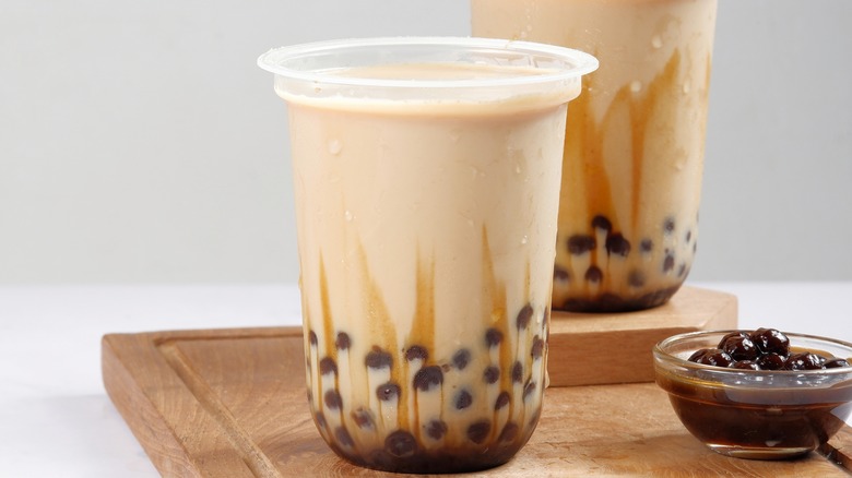 Boba milk tea with tapioca balls