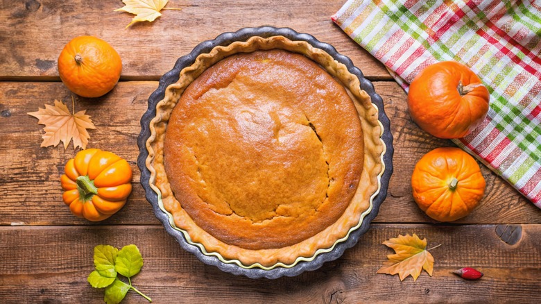 pumpkin pie with cracked top