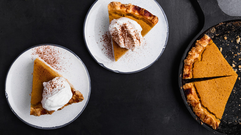 slices of pumpkin pie on plates