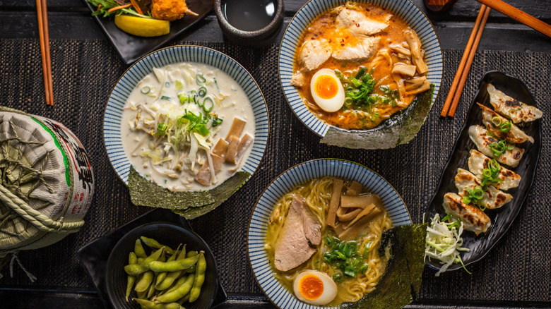 three bowls of ramen