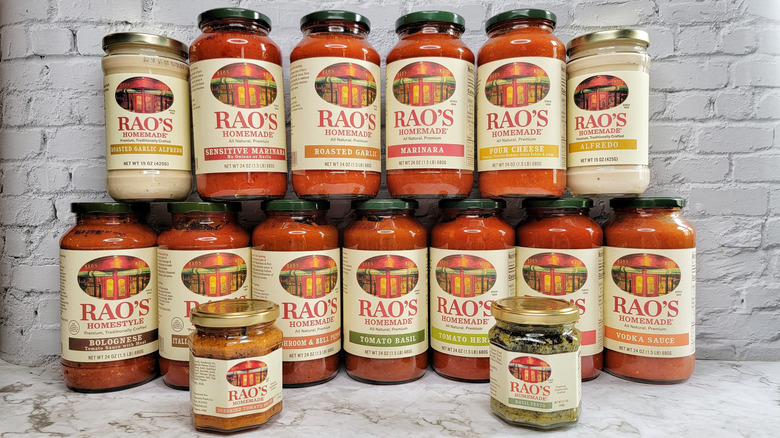 Assorted jars of Rao's pasta sauce