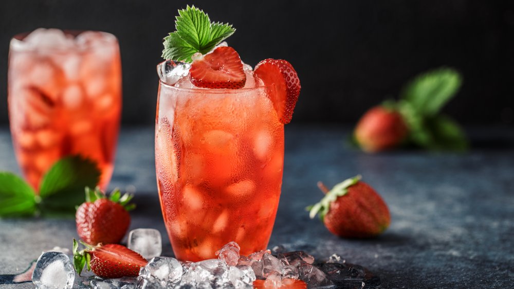 Strawberry soda, red drink, red soda.