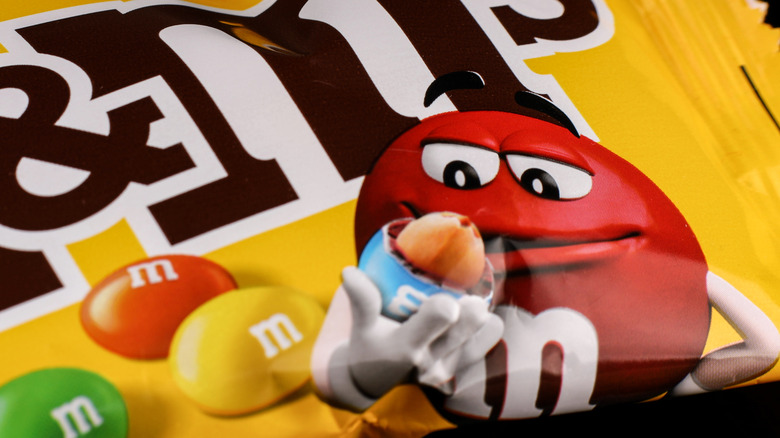 Red M&M with peanut 