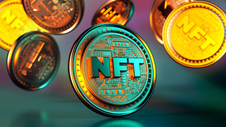 Golden NFT coins falling