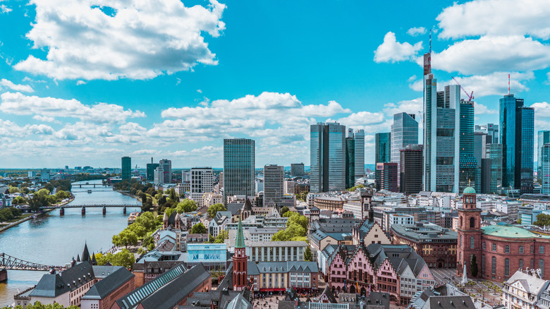 blue frankfurt skyline