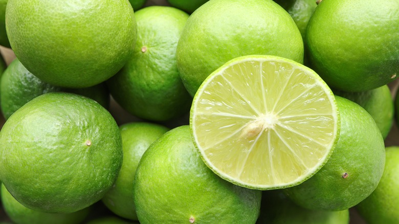 whole and halved limes