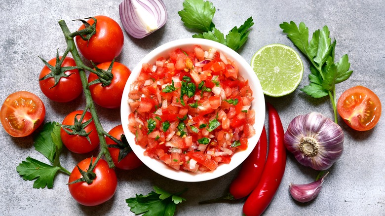 bowl of salsa with ingredients