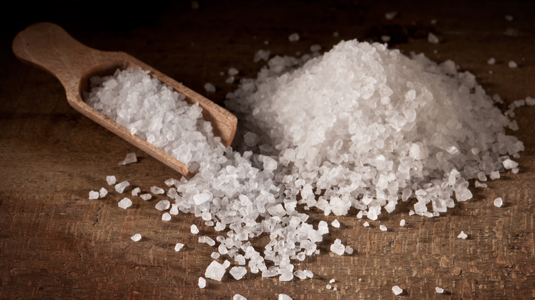 salt pile with wooden scoop