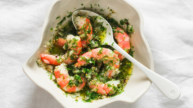 Shrimp in herb marinade