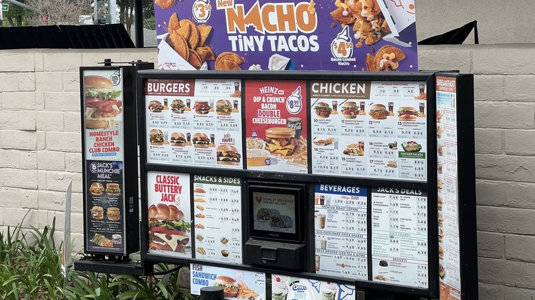 Menu sign at Jack In The Box