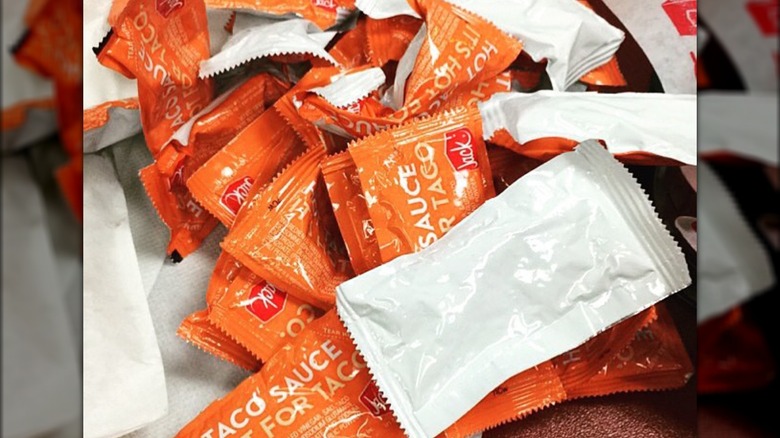 Sauce packets at Jack In The Box