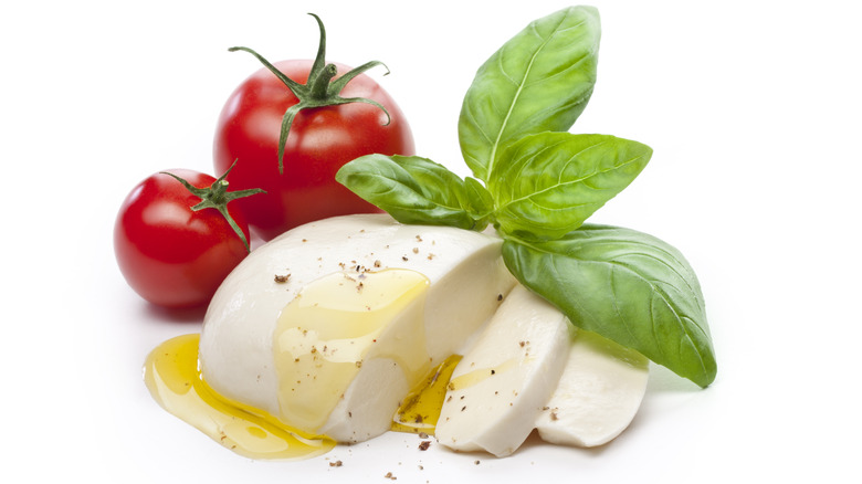 Fresh tomatoes, basil, mozzarella