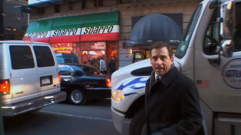 Michael Scott outside Sbarro in New York City