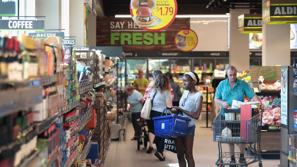 Customers inside Aldi