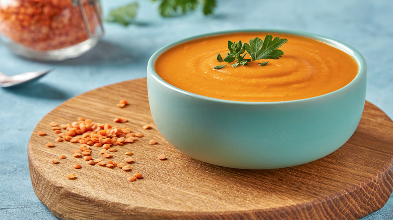 A bowl of lentil soup