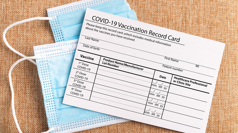 Mask and Covid-19 vaccination card