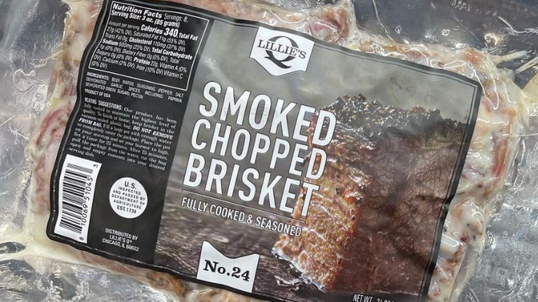 Lillie's Q smoked chopped beef brisket in package at Costco