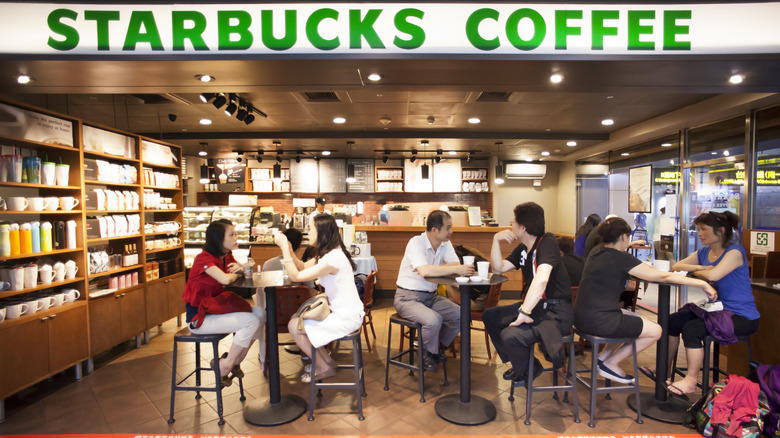 Starbucks interior from mall entrance