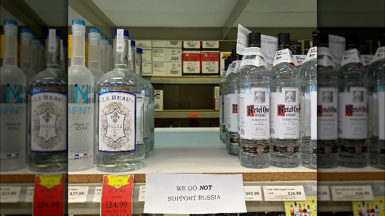 empty shelf, russian vodka
