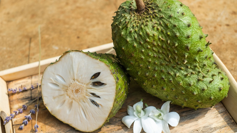 soursop fruit whole and half