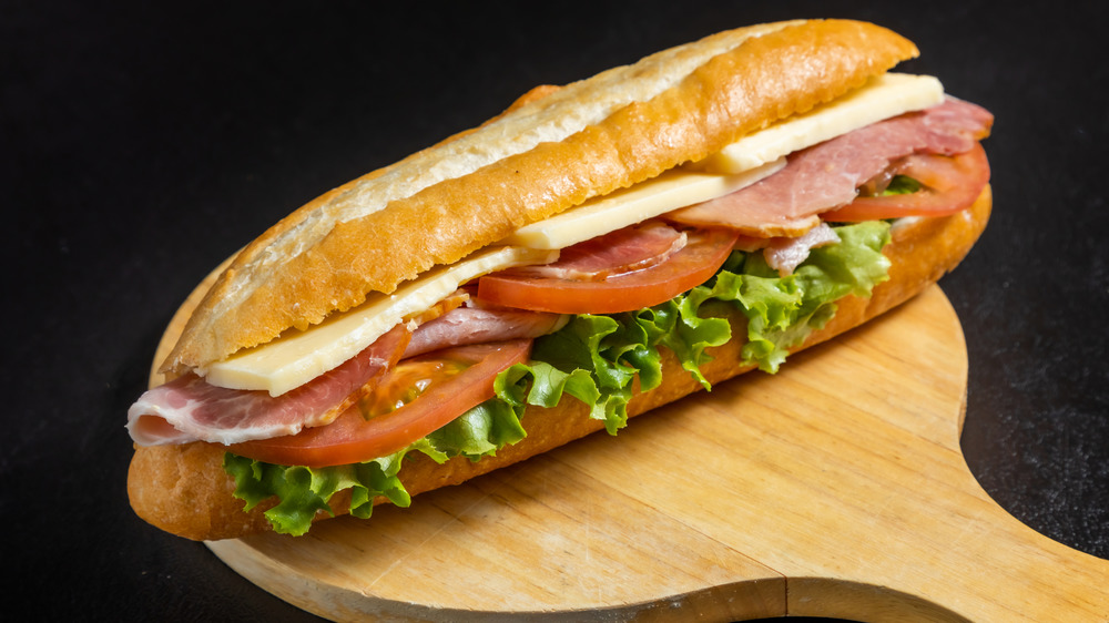 Sub sandwich on a cutting board