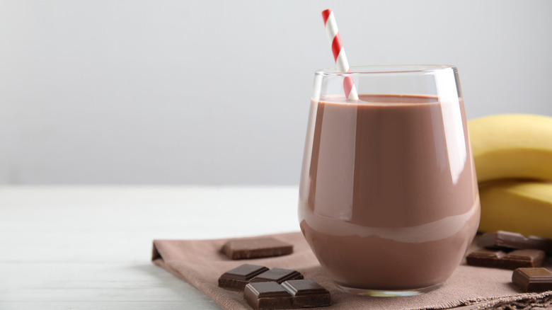 A glass of chocolate milk