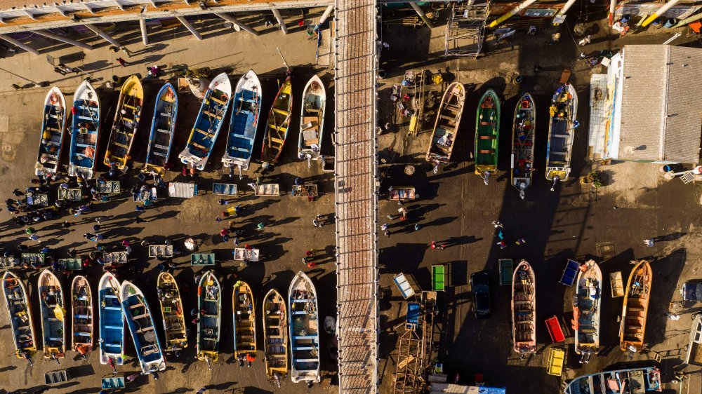 Fishing boats drydocked in Chile