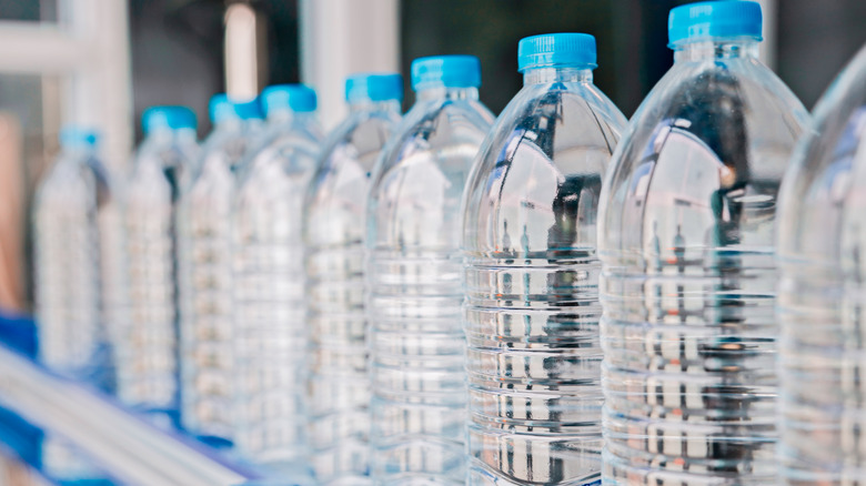 water bottles at bottling plant