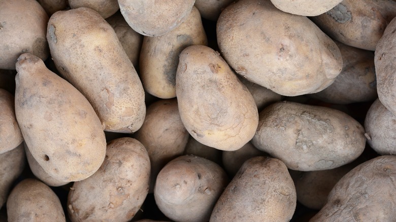 Potatoes stacked on top of each other