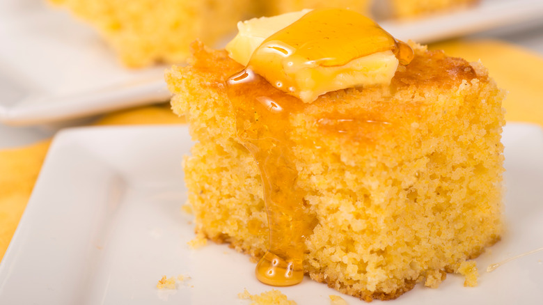 Honey and butter on cornbread